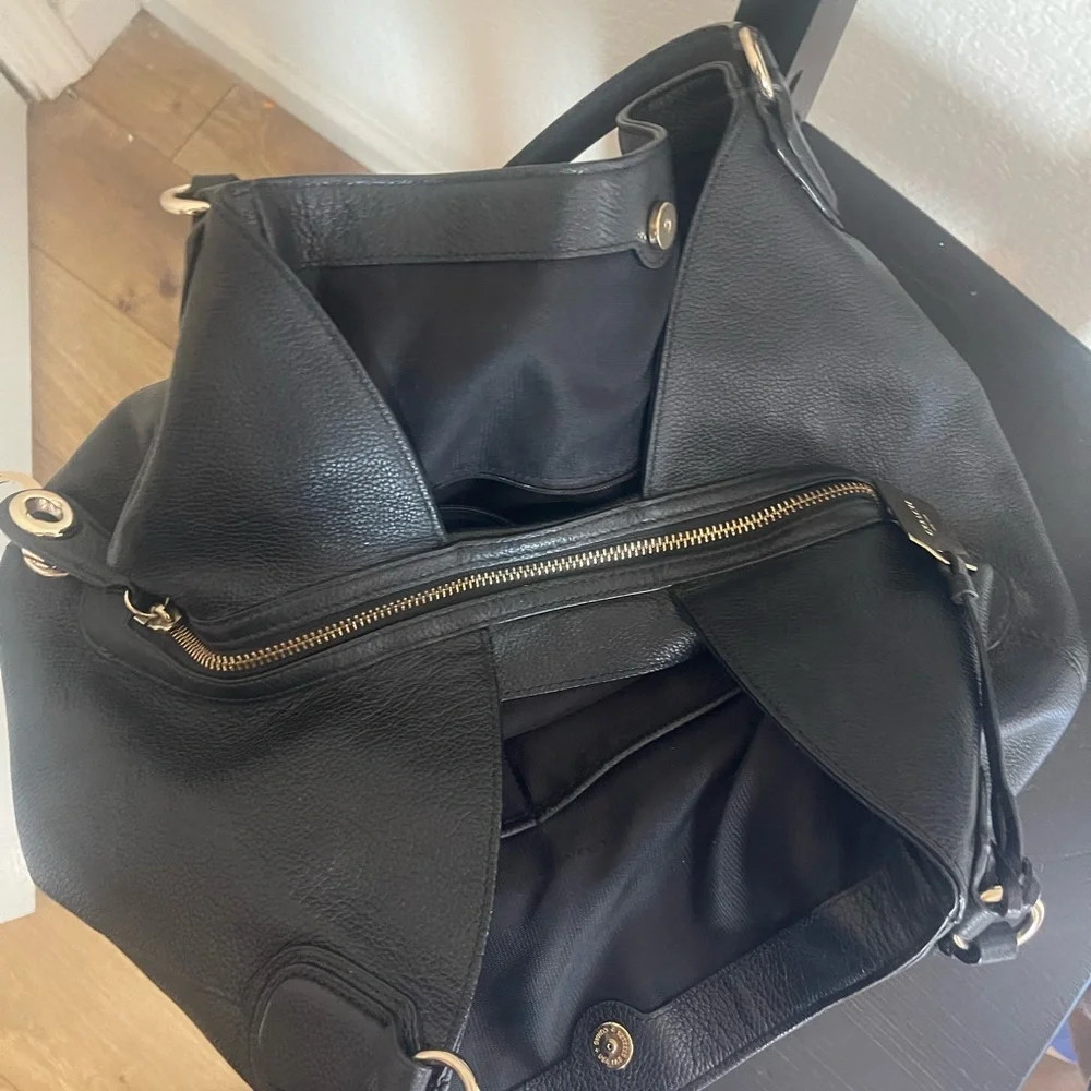 Coach Black Pebbled Leather Hobo with Gold Hardware